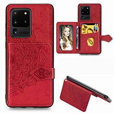 Ultra-thin Silicone Gel Soft Case Cover with Magnetic S05D for Samsung Galaxy S20 Ultra 5G Red