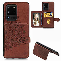 Ultra-thin Silicone Gel Soft Case Cover with Magnetic S05D for Samsung Galaxy S20 Ultra Brown