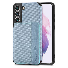 Ultra-thin Silicone Gel Soft Case Cover with Magnetic S05D for Samsung Galaxy S21 FE 5G Blue