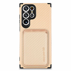Ultra-thin Silicone Gel Soft Case Cover with Magnetic S05D for Samsung Galaxy S21 Ultra 5G Gold