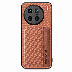 Ultra-thin Silicone Gel Soft Case Cover with Magnetic S05D for Vivo X90 Pro 5G Brown