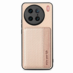 Ultra-thin Silicone Gel Soft Case Cover with Magnetic S05D for Vivo X90 Pro 5G Gold
