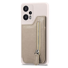 Ultra-thin Silicone Gel Soft Case Cover with Magnetic S05D for Xiaomi Poco F5 5G Khaki
