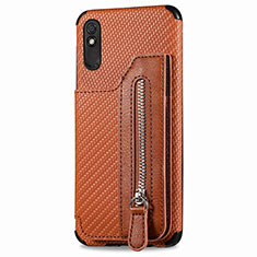 Ultra-thin Silicone Gel Soft Case Cover with Magnetic S05D for Xiaomi Redmi 9A Brown