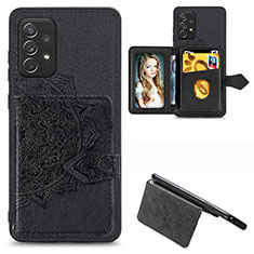 Ultra-thin Silicone Gel Soft Case Cover with Magnetic S06D for Samsung Galaxy A72 4G Black