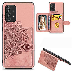 Ultra-thin Silicone Gel Soft Case Cover with Magnetic S06D for Samsung Galaxy A72 5G Rose Gold