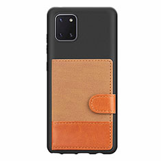 Ultra-thin Silicone Gel Soft Case Cover with Magnetic S06D for Samsung Galaxy A81 Brown