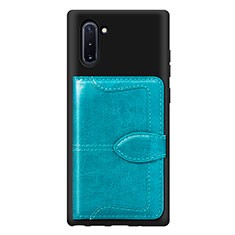 Ultra-thin Silicone Gel Soft Case Cover with Magnetic S06D for Samsung Galaxy Note 10 5G Cyan