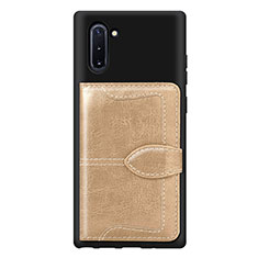 Ultra-thin Silicone Gel Soft Case Cover with Magnetic S06D for Samsung Galaxy Note 10 5G Gold