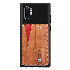 Ultra-thin Silicone Gel Soft Case Cover with Magnetic S06D for Samsung Galaxy Note 10 Plus 5G Brown