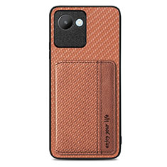 Ultra-thin Silicone Gel Soft Case Cover with Magnetic S07D for Realme C30 Brown