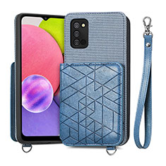 Ultra-thin Silicone Gel Soft Case Cover with Magnetic S07D for Samsung Galaxy A02s Blue