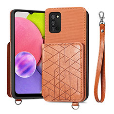 Ultra-thin Silicone Gel Soft Case Cover with Magnetic S07D for Samsung Galaxy A02s Brown
