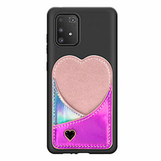 Ultra-thin Silicone Gel Soft Case Cover with Magnetic S07D for Samsung Galaxy A91 Pink