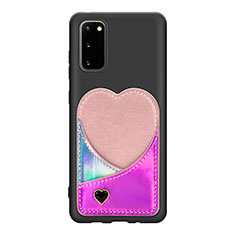 Ultra-thin Silicone Gel Soft Case Cover with Magnetic S07D for Samsung Galaxy S20 5G Pink