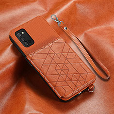 Ultra-thin Silicone Gel Soft Case Cover with Magnetic S08D for Samsung Galaxy F02S SM-E025F Brown