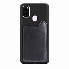 Ultra-thin Silicone Gel Soft Case Cover with Magnetic S08D for Samsung Galaxy M21 Black