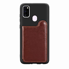 Ultra-thin Silicone Gel Soft Case Cover with Magnetic S08D for Samsung Galaxy M30s Brown