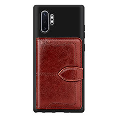 Ultra-thin Silicone Gel Soft Case Cover with Magnetic S08D for Samsung Galaxy Note 10 Plus 5G Brown
