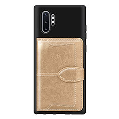 Ultra-thin Silicone Gel Soft Case Cover with Magnetic S08D for Samsung Galaxy Note 10 Plus 5G Gold