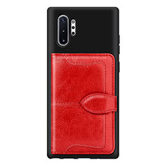 Ultra-thin Silicone Gel Soft Case Cover with Magnetic S08D for Samsung Galaxy Note 10 Plus 5G Red