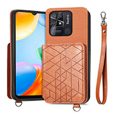Ultra-thin Silicone Gel Soft Case Cover with Magnetic S08D for Xiaomi Redmi 10C 4G Brown