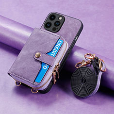 Ultra-thin Silicone Gel Soft Case Cover with Magnetic S09D for Apple iPhone 13 Pro Purple