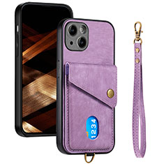 Ultra-thin Silicone Gel Soft Case Cover with Magnetic S09D for Apple iPhone 14 Plus Purple