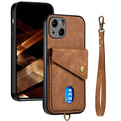 Ultra-thin Silicone Gel Soft Case Cover with Magnetic S09D for Apple iPhone 15 Plus Brown