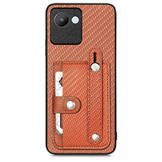 Ultra-thin Silicone Gel Soft Case Cover with Magnetic S09D for Realme C30 Brown