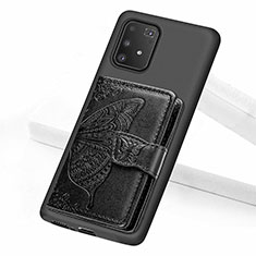 Ultra-thin Silicone Gel Soft Case Cover with Magnetic S09D for Samsung Galaxy A91 Black