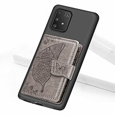 Ultra-thin Silicone Gel Soft Case Cover with Magnetic S09D for Samsung Galaxy A91 Gray