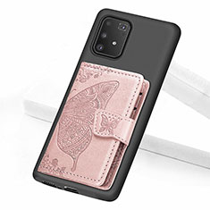 Ultra-thin Silicone Gel Soft Case Cover with Magnetic S09D for Samsung Galaxy A91 Pink