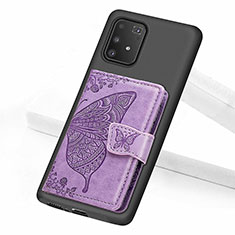 Ultra-thin Silicone Gel Soft Case Cover with Magnetic S09D for Samsung Galaxy A91 Purple