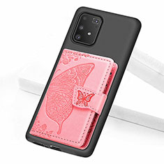 Ultra-thin Silicone Gel Soft Case Cover with Magnetic S09D for Samsung Galaxy A91 Rose Gold