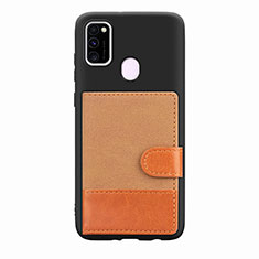 Ultra-thin Silicone Gel Soft Case Cover with Magnetic S09D for Samsung Galaxy M21 Brown
