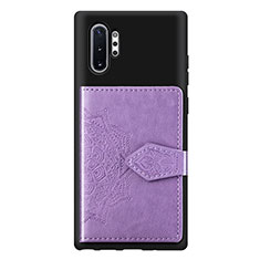 Ultra-thin Silicone Gel Soft Case Cover with Magnetic S09D for Samsung Galaxy Note 10 Plus 5G Purple