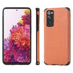 Ultra-thin Silicone Gel Soft Case Cover with Magnetic S09D for Samsung Galaxy S20 FE 5G Orange