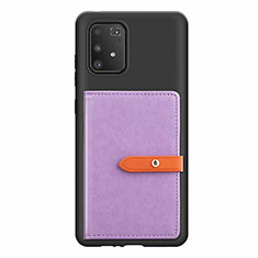 Ultra-thin Silicone Gel Soft Case Cover with Magnetic S10D for Samsung Galaxy A91 Purple