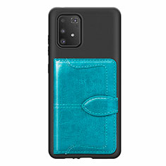 Ultra-thin Silicone Gel Soft Case Cover with Magnetic S11D for Samsung Galaxy A91 Cyan