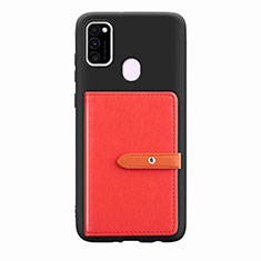 Ultra-thin Silicone Gel Soft Case Cover with Magnetic S11D for Samsung Galaxy M21 Red