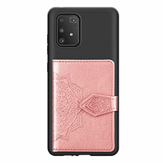 Ultra-thin Silicone Gel Soft Case Cover with Magnetic S12D for Samsung Galaxy A91 Pink
