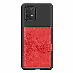 Ultra-thin Silicone Gel Soft Case Cover with Magnetic S12D for Samsung Galaxy A91 Red