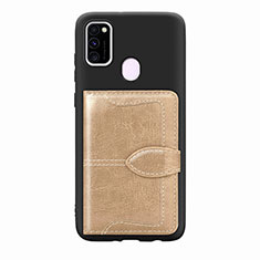 Ultra-thin Silicone Gel Soft Case Cover with Magnetic S12D for Samsung Galaxy M21 Gold