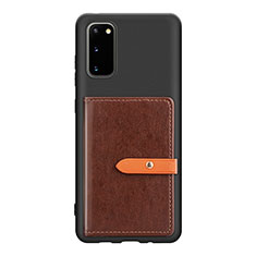 Ultra-thin Silicone Gel Soft Case Cover with Magnetic S12D for Samsung Galaxy S20 5G Brown
