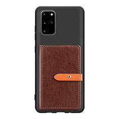Ultra-thin Silicone Gel Soft Case Cover with Magnetic S12D for Samsung Galaxy S20 Plus 5G Brown