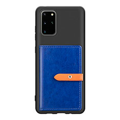 Ultra-thin Silicone Gel Soft Case Cover with Magnetic S12D for Samsung Galaxy S20 Plus Blue