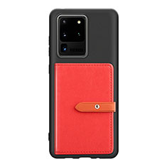 Ultra-thin Silicone Gel Soft Case Cover with Magnetic S12D for Samsung Galaxy S20 Ultra 5G Red