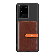 Ultra-thin Silicone Gel Soft Case Cover with Magnetic S12D for Samsung Galaxy S20 Ultra Brown