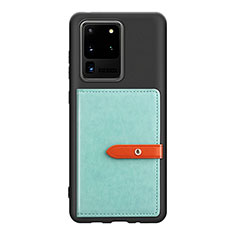 Ultra-thin Silicone Gel Soft Case Cover with Magnetic S12D for Samsung Galaxy S20 Ultra Mint Blue